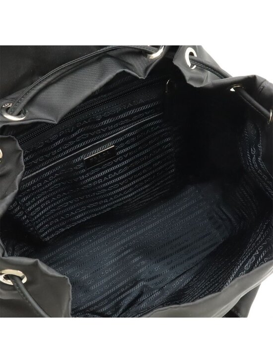 Prada Triangle Logo Backpack Nylon Leather Nero Black Silver main image 7